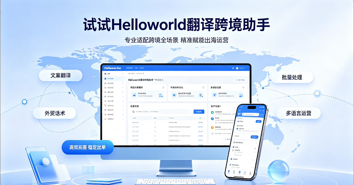 Helloworld翻译跨境助手多语种翻译界面